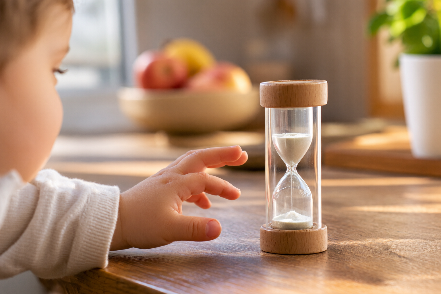 Visual sand timer used to help a toddler understand screen time ending