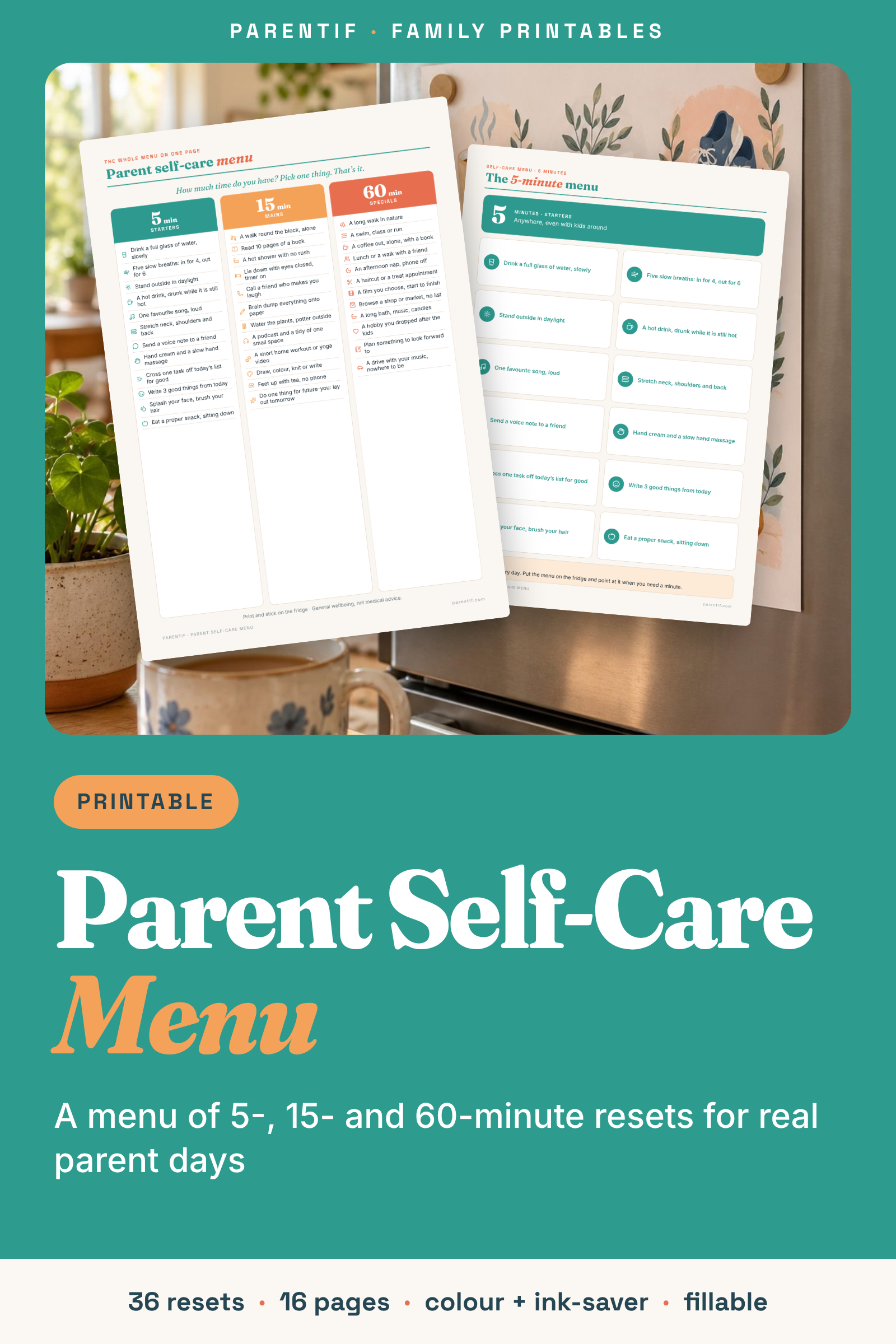 Parent Self-Care Menu — cover